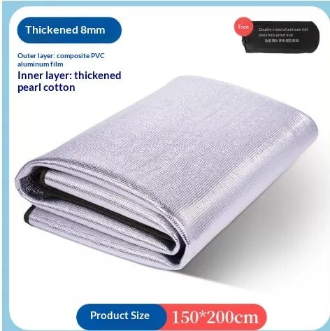 8mm thick pearl cotton explosion-proof camping mat in 200x200cm size on grass with tent background