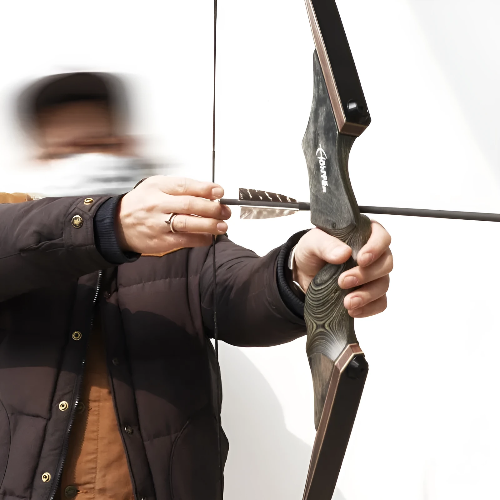 Competitive archery traditional wooden American bow with colourful technology wood handle and multiple draw weight options