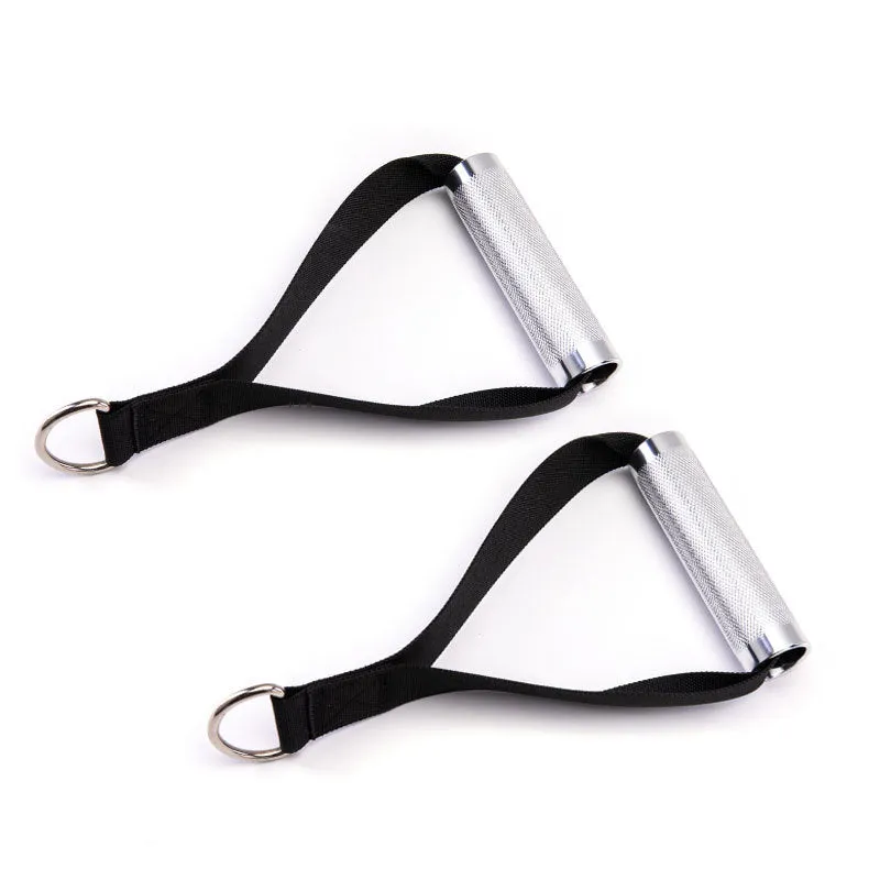 Pair of black aluminium and polyester gantry handles for fitness equipment accessories