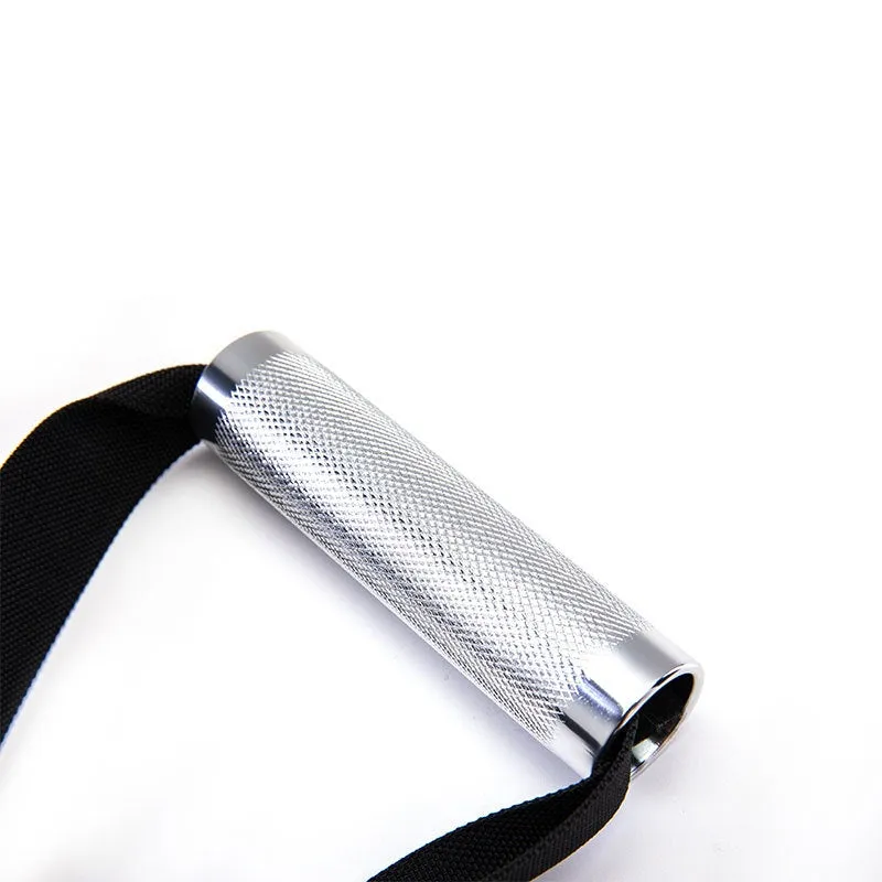 Pair of black aluminium and polyester gantry handles for fitness equipment accessories