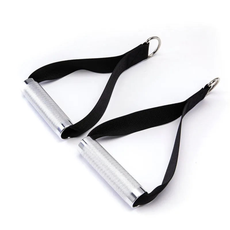 Pair of black aluminium and polyester gantry handles for fitness equipment accessories