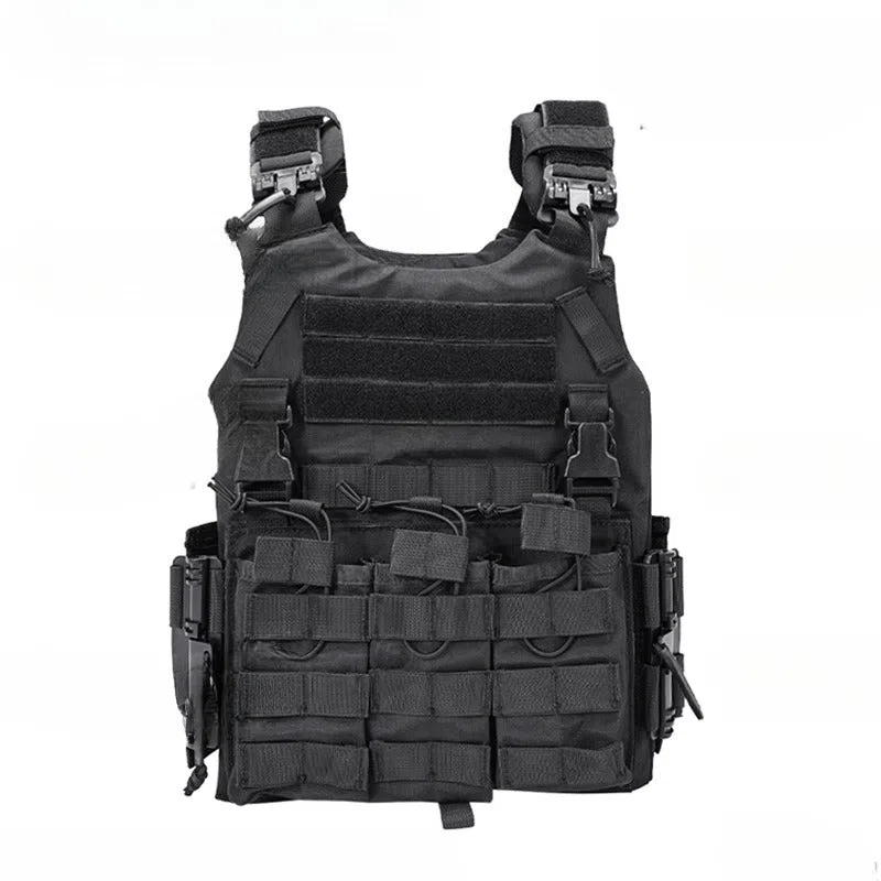 Training tactical outdoor quick-release protective vest in black for shooting sports