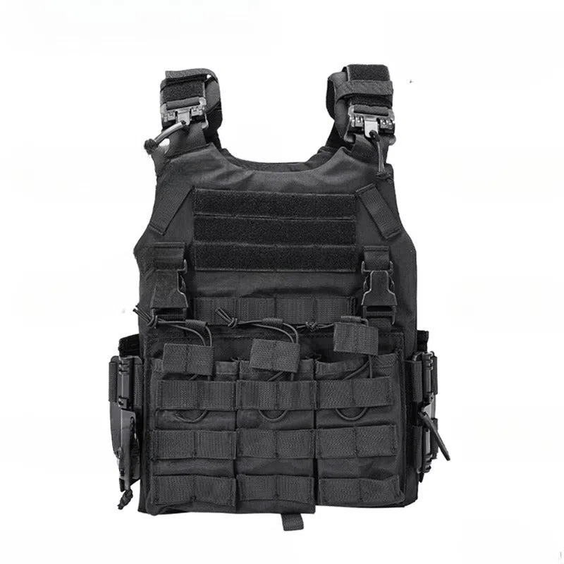 Training tactical outdoor quick-release protective vest in black for shooting sports