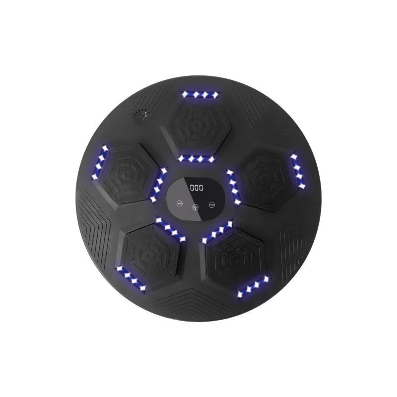 Smart music boxing machine reaction target hanging on wall with matching training gloves