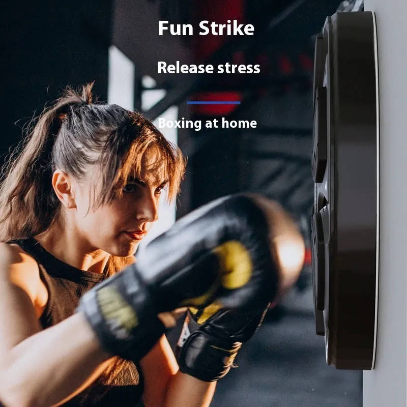 Black intelligent music boxing machine wall target with leather and PP construction for home training