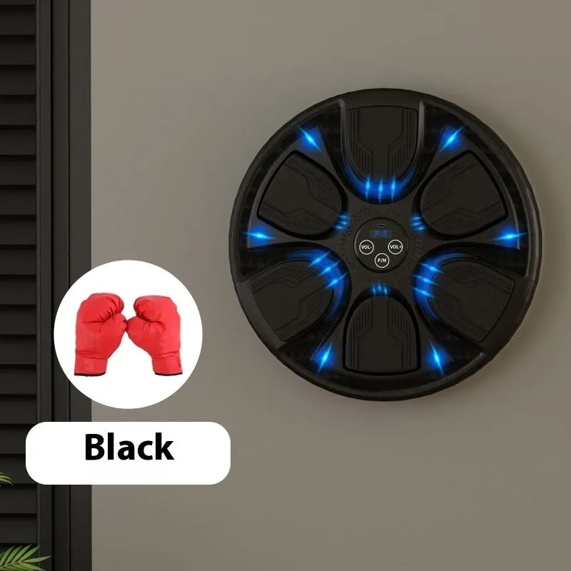 Black intelligent music boxing machine wall target with leather and PP construction for home training