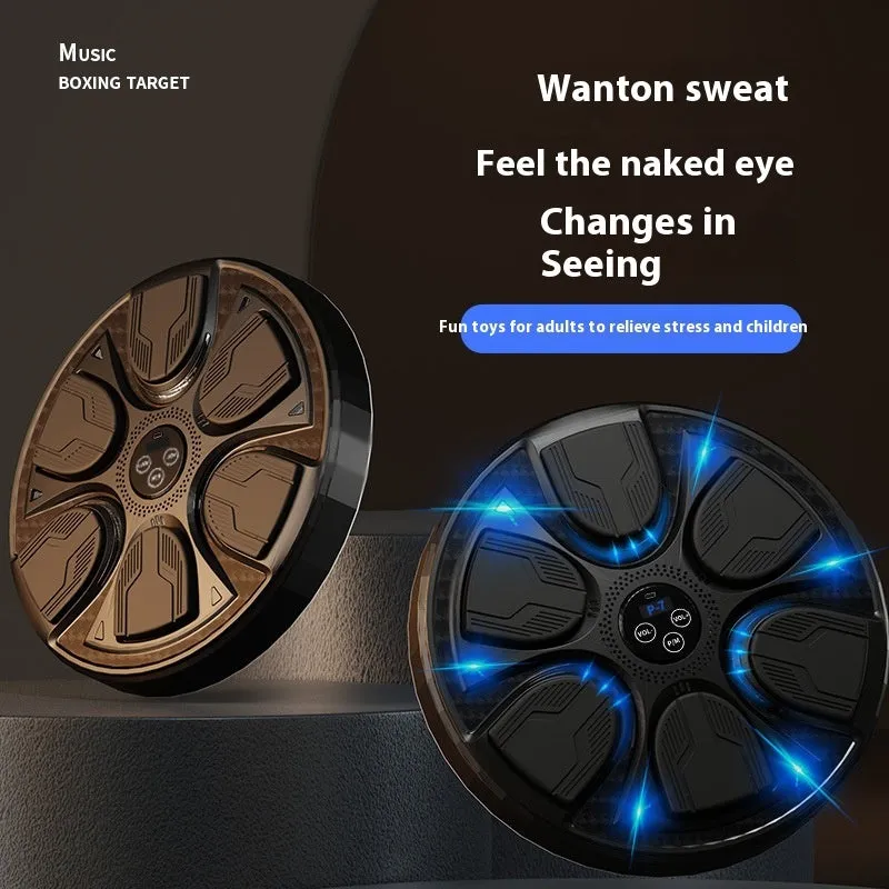 Black intelligent music boxing machine wall target with leather and PP construction for home training