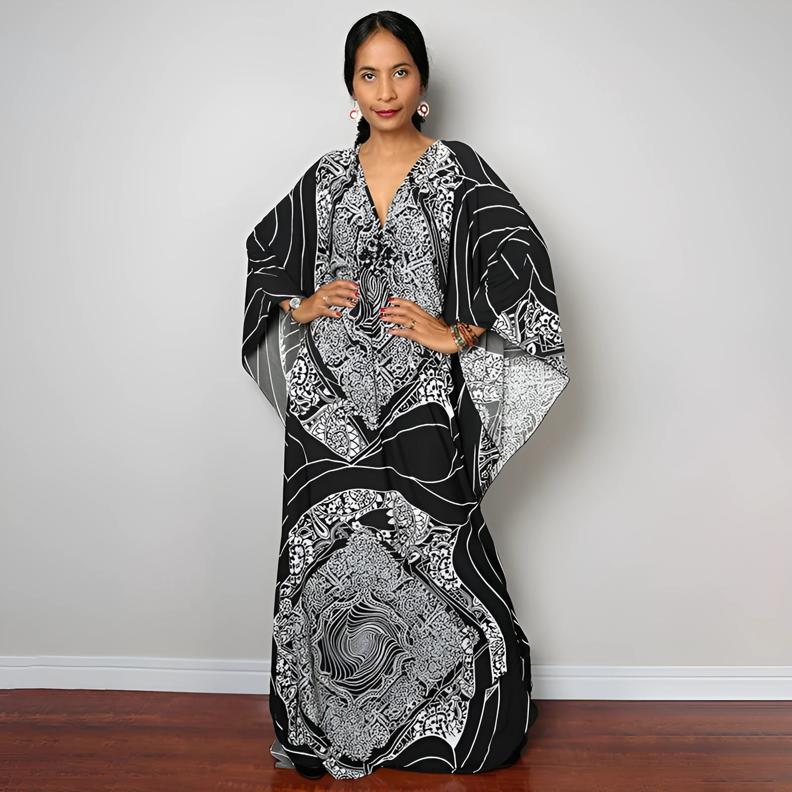 Women's loose chemical fibre blend bikini cover up robe for sun protection during swimming