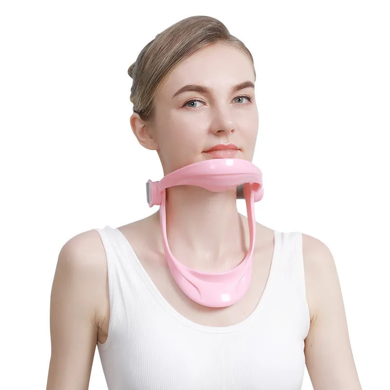 White PP plastic neck brace for cervical spine support shown on a grey background.