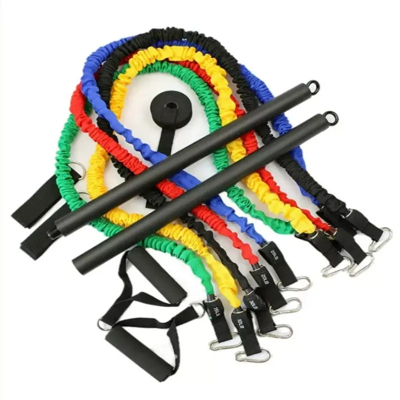 Two-segment push-and-pull fitness resistance bar for strength training exercises