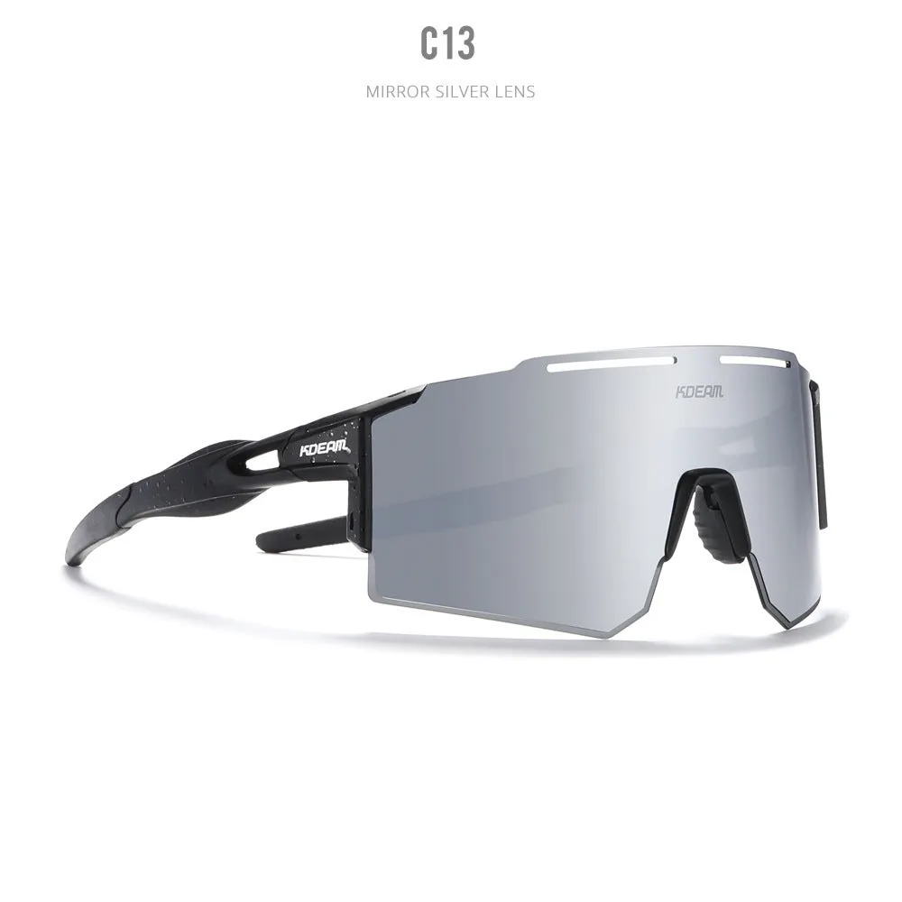 Polarised sports sunglasses with TR90 frameless design in multiple colour options for cycling and running