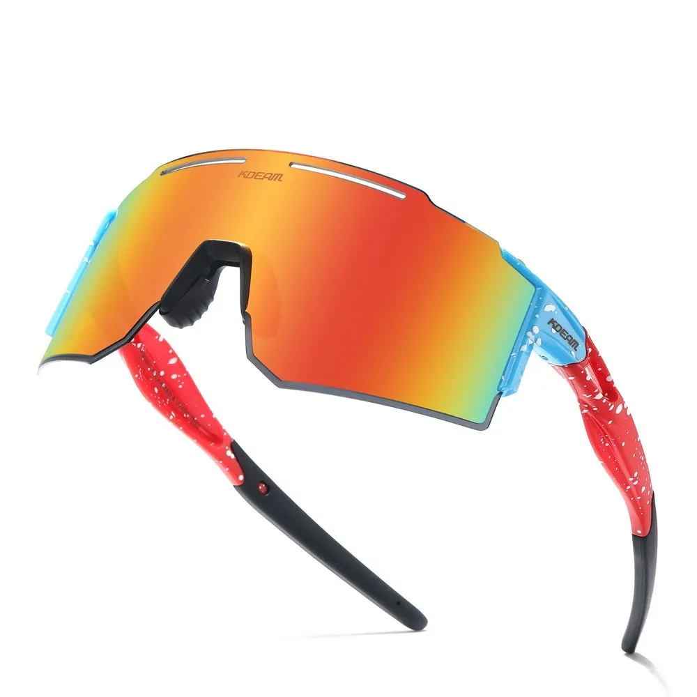 Polarised sports sunglasses with TR90 frameless design in multiple colour options for cycling and running