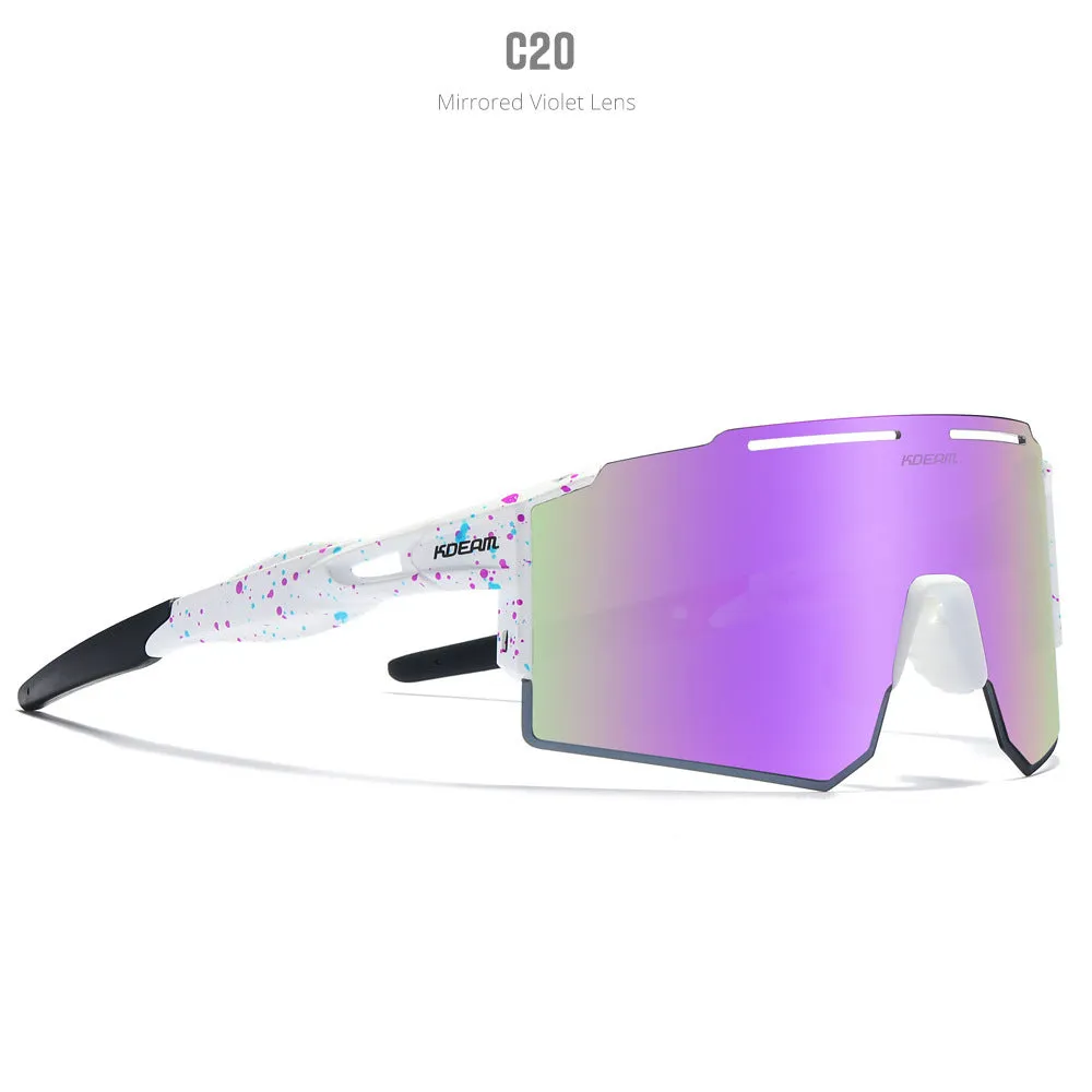 Polarised sports sunglasses with TR90 frameless design in multiple colour options for cycling and running