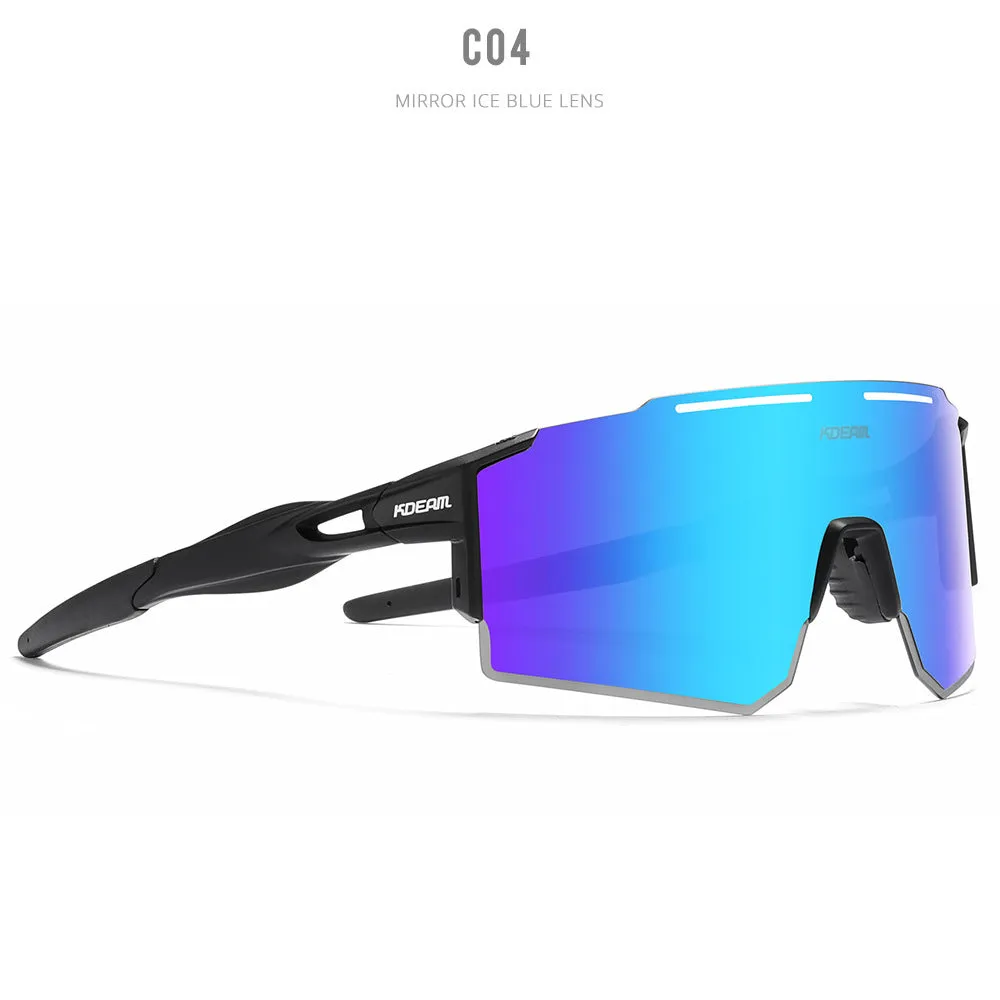 Polarised sports sunglasses with TR90 frameless design in multiple colour options for cycling and running
