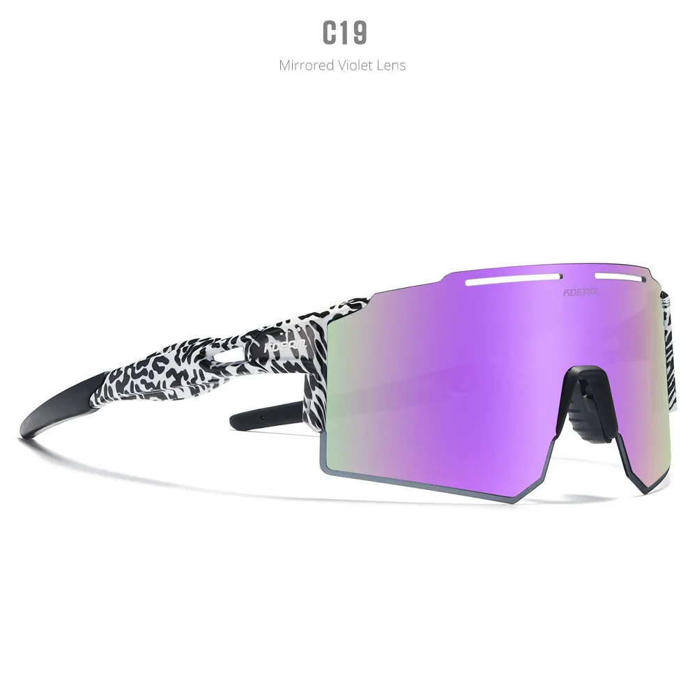 Polarised sports sunglasses with TR90 frameless design in multiple colour options for cycling and running