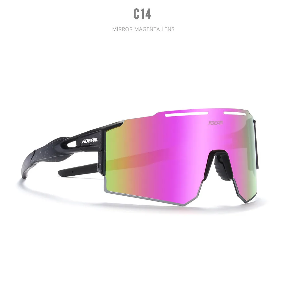 Polarised sports sunglasses with TR90 frameless design in multiple colour options for cycling and running