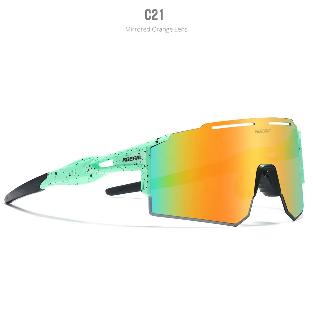 Polarised sports sunglasses with TR90 frameless design in multiple colour options for cycling and running