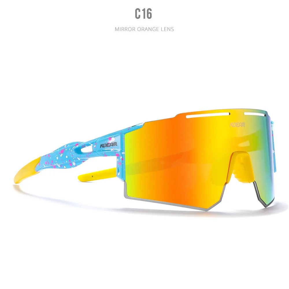 Polarised sports sunglasses with TR90 frameless design in multiple colour options for cycling and running