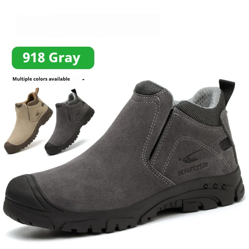 Four Seasons lightweight low-top welder safety boots in sand colour with steel toe cap and lace-up front.