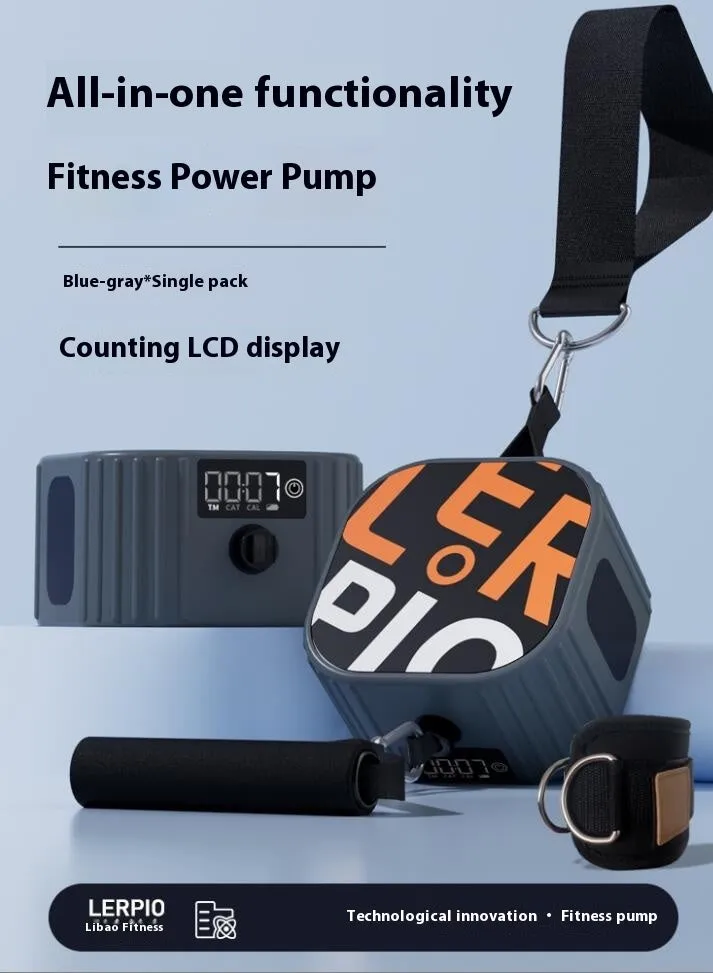 Blue-grey and orange-grey adjustable fitness resistance tensioner with 2-20kg intelligent adjustment.