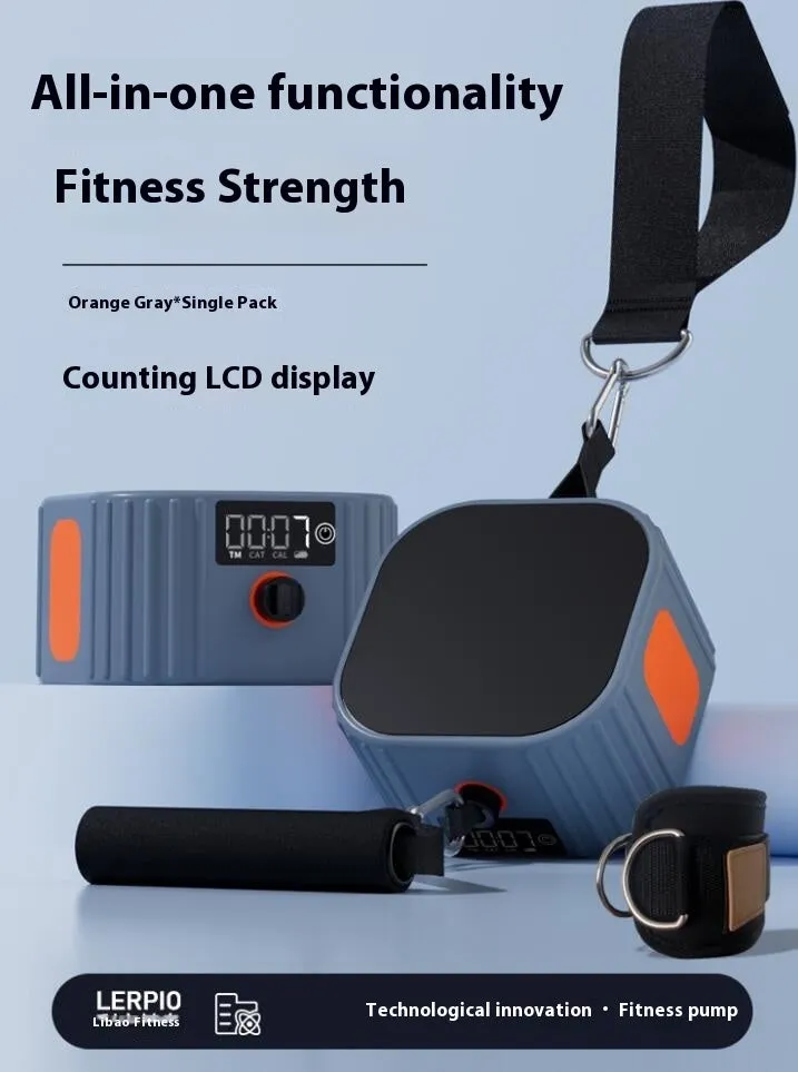 Blue-grey and orange-grey adjustable fitness resistance tensioner with 2-20kg intelligent adjustment.