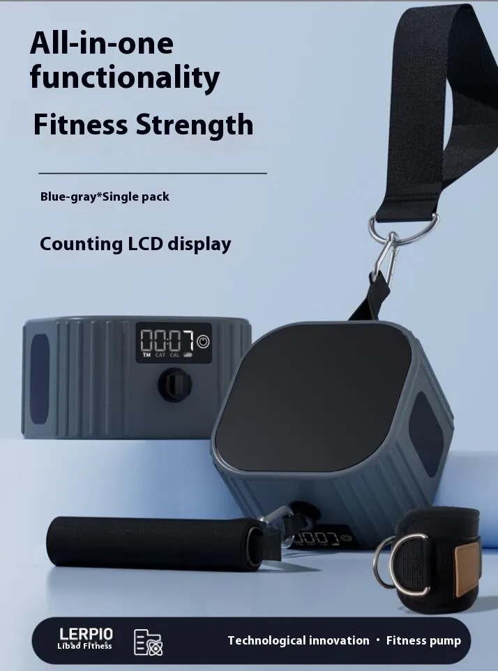 Blue-grey and orange-grey adjustable fitness resistance tensioner with 2-20kg intelligent adjustment.