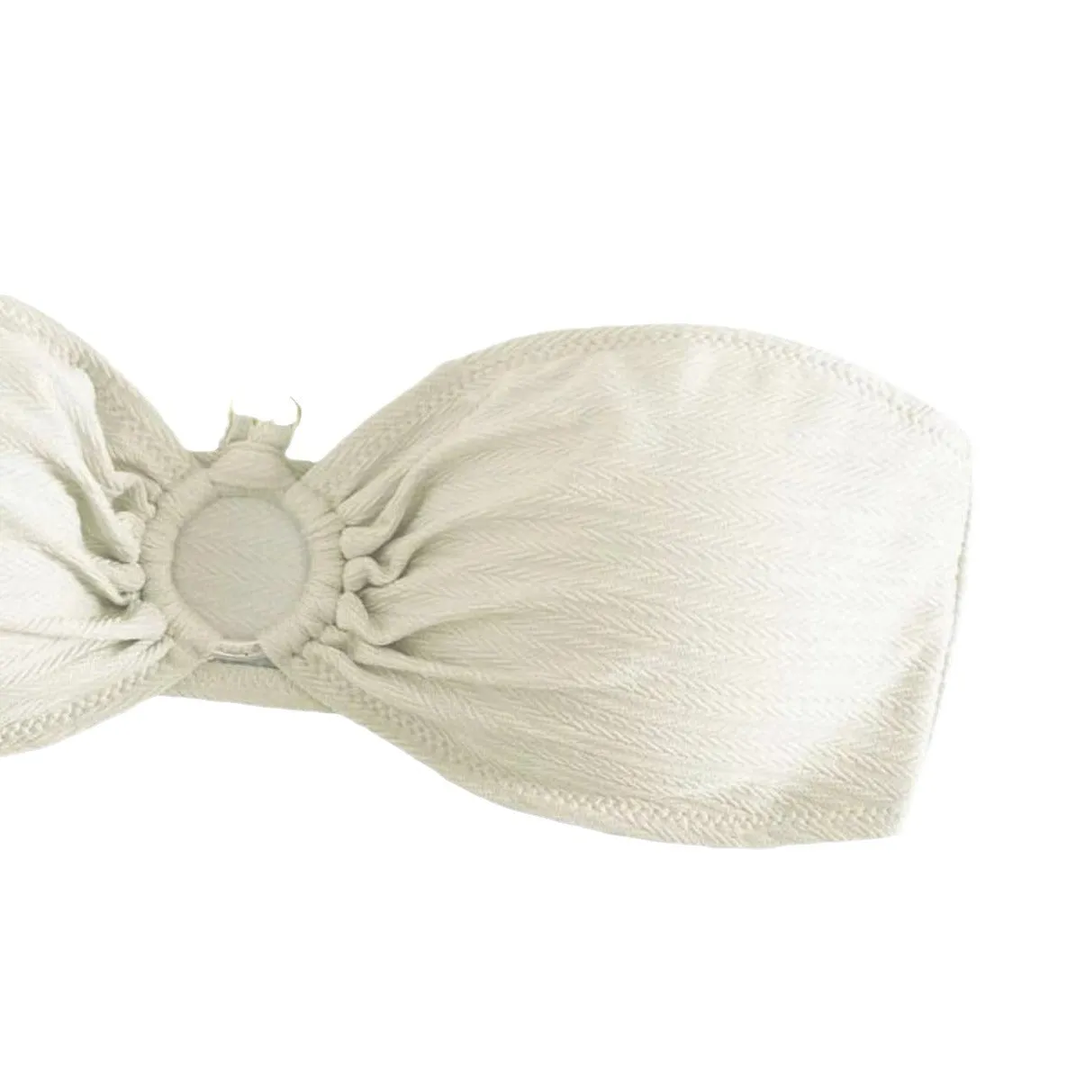 Women's solid colour halter bikini set in creamy-white, shown front-on.