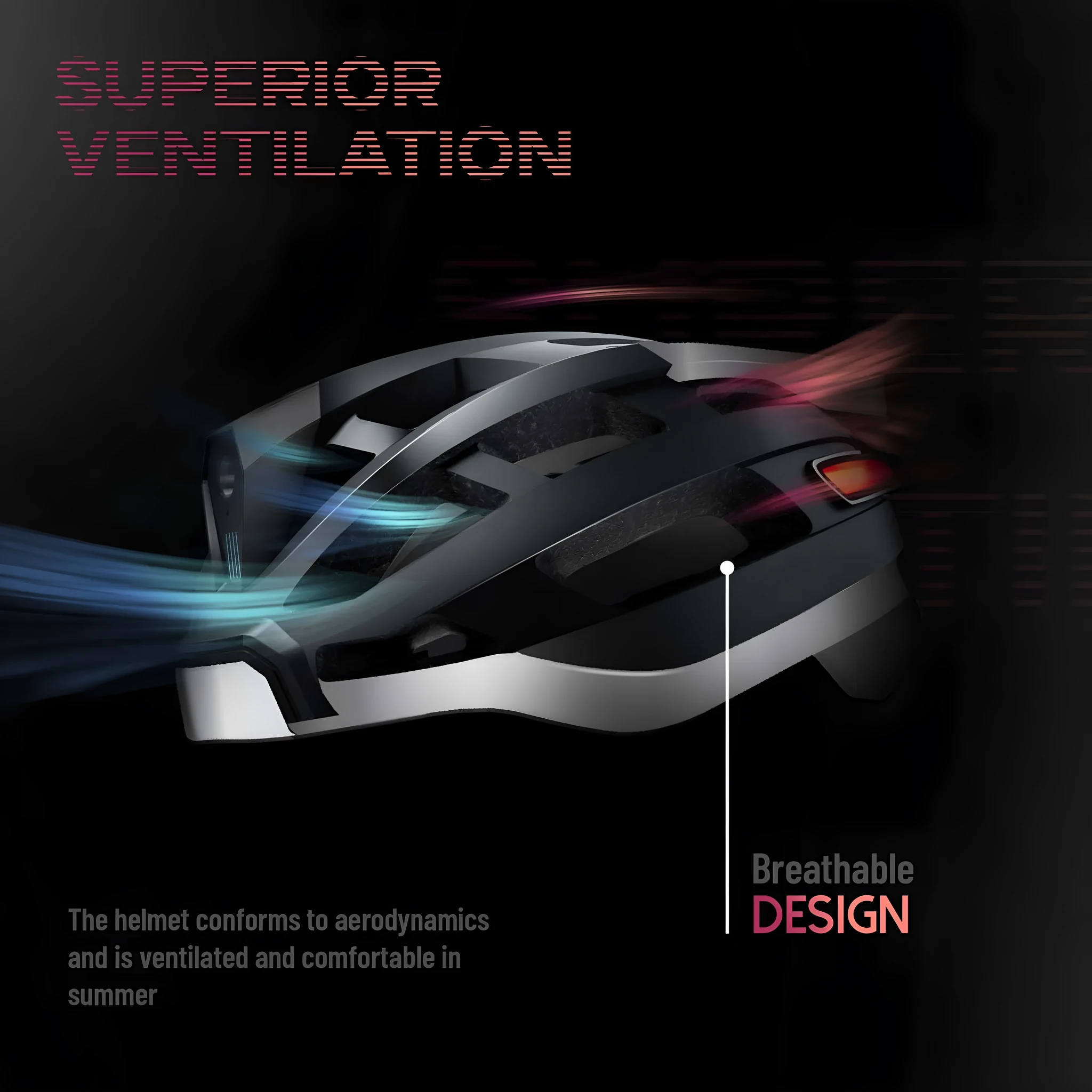 Black and grey smart cycling helmet with integrated Bluetooth and LED warning lights for adult riders