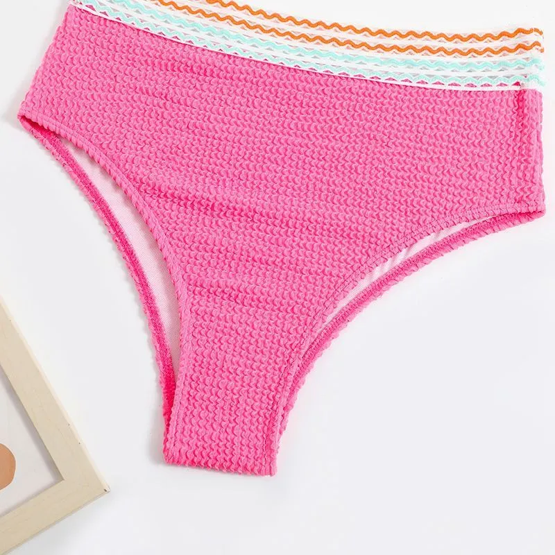 Women's high-waisted solid colour bikini swimsuit set in nylon fabric