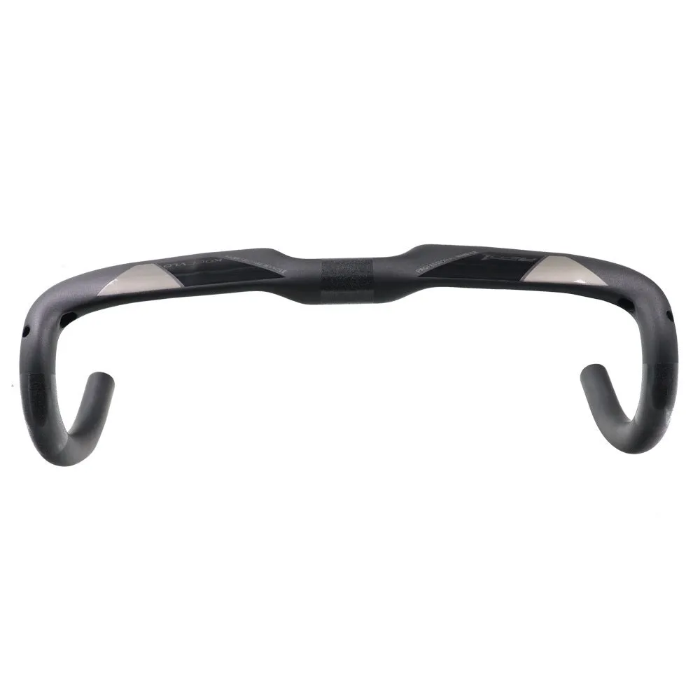 Wei Bike matt carbon fibre bent profile road bicycle handlebar showing its shape