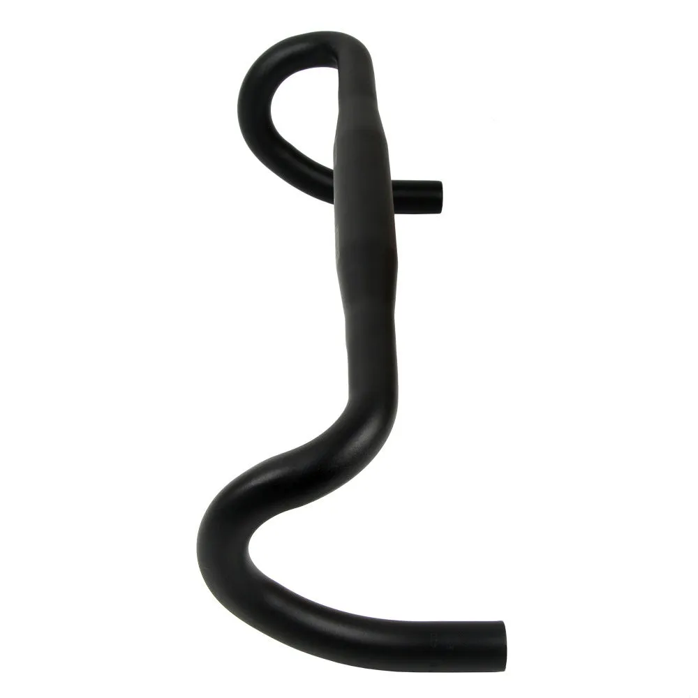Black aluminium alloy road bike bent handlebar shown with four width size options: 380mm, 400mm, 420mm, and 440mm.