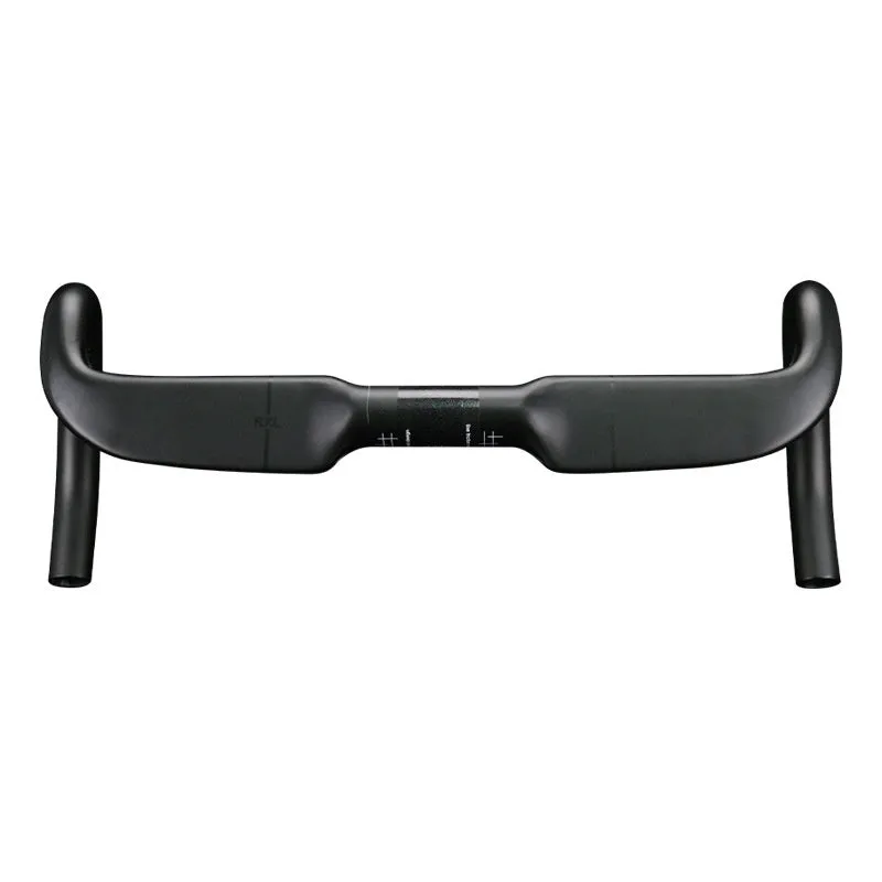 Carbon fibre road bike handlebar showing black and red colour options with double line graphic.