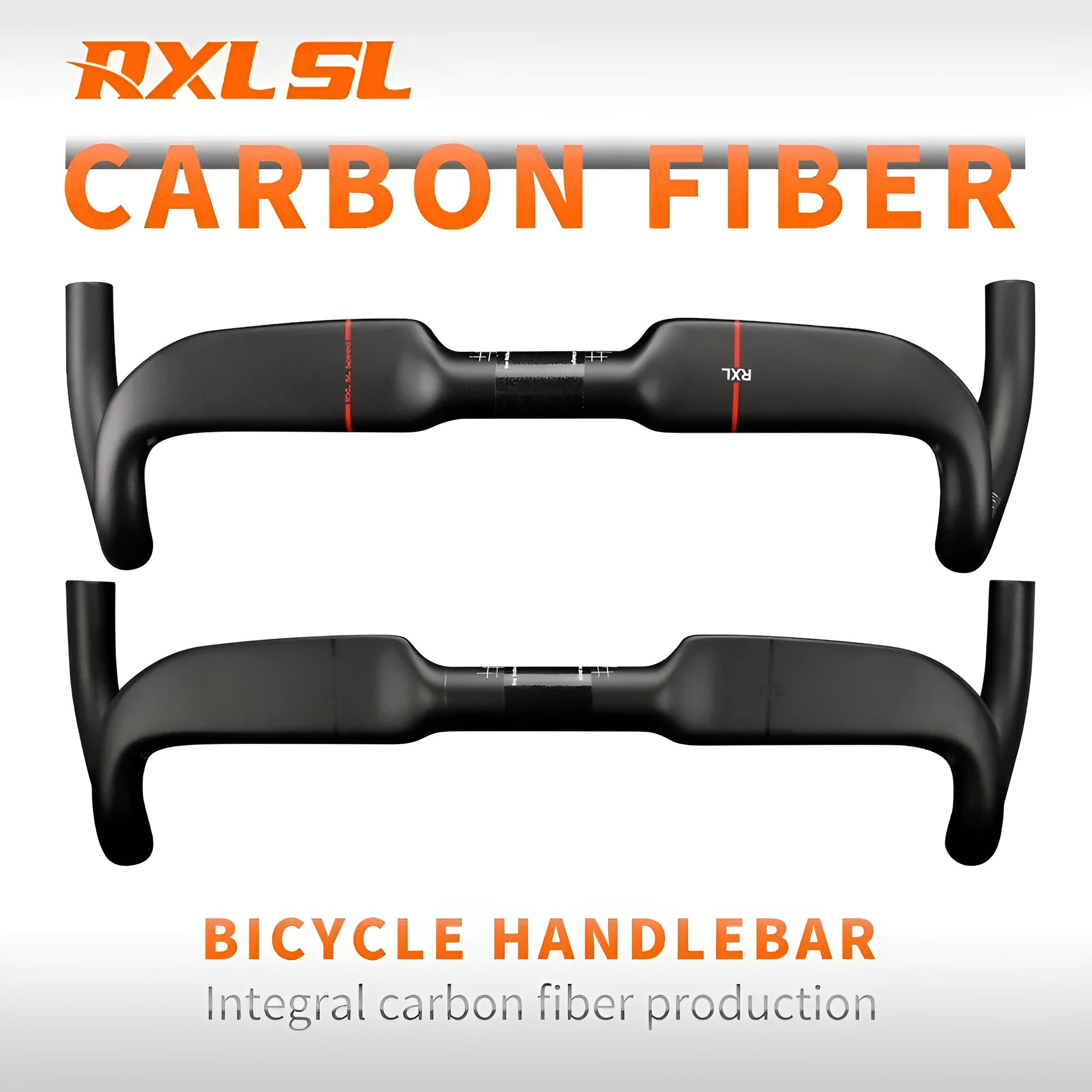 Carbon fibre road bike handlebar showing black and red colour options with double line graphic.