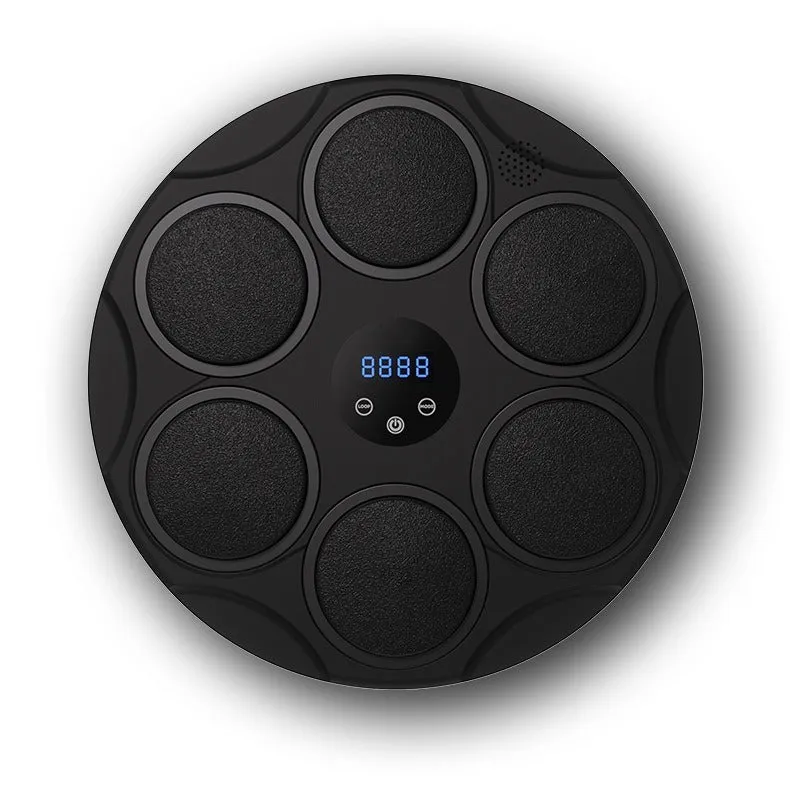 Black Bluetooth boxing target with coloured LED lights and wall mount