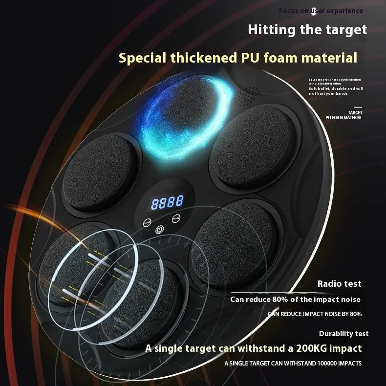 Black Bluetooth boxing target with coloured LED lights and wall mount