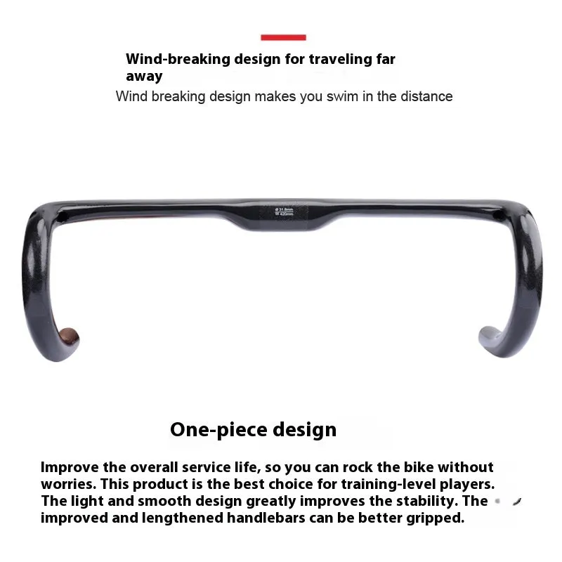 Carbon fibre road bicycle drop handlebar in black grey silver with size options