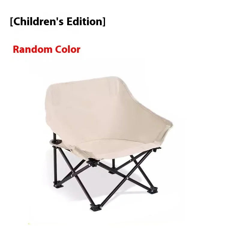 Beige portable folding chair with steel frame and Oxford cloth seat, unfolded for outdoor use.