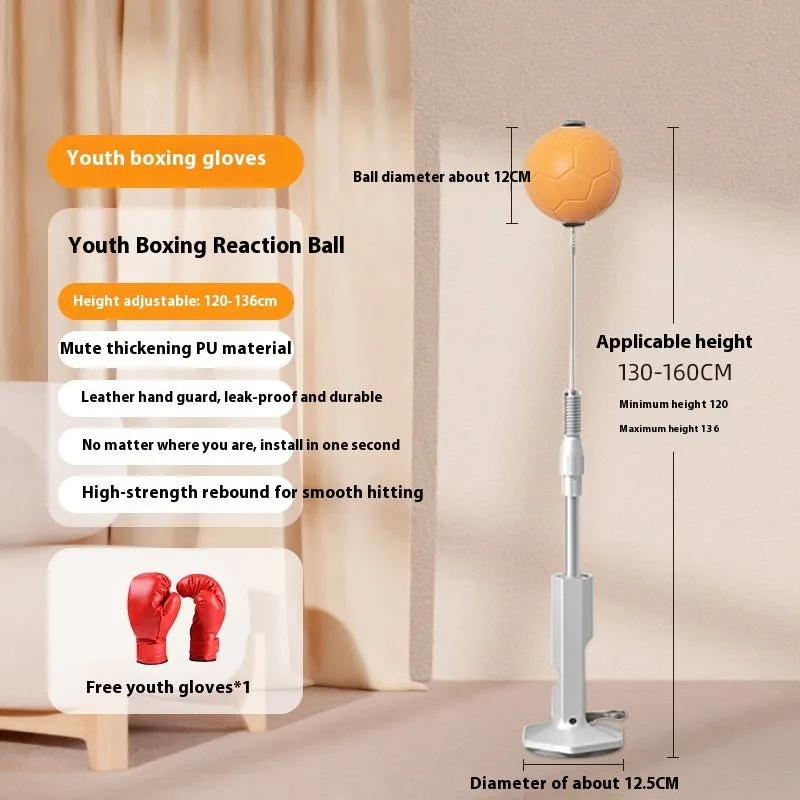 Vertical boxing reaction ball with focus mitts in orange and grey colour options
