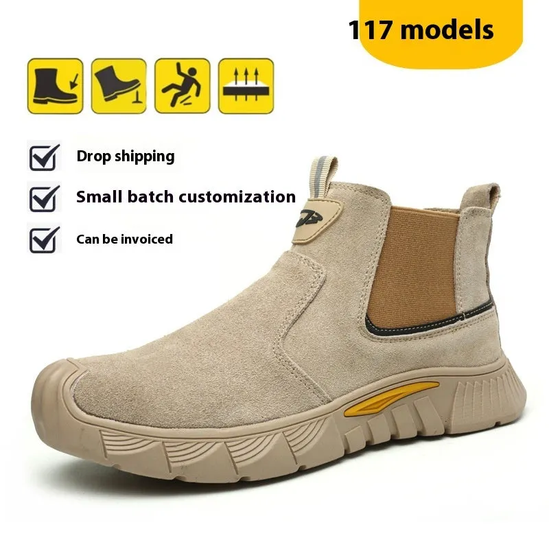 High-top steel toe electric welding shoes with lace-up closure and industrial safety design