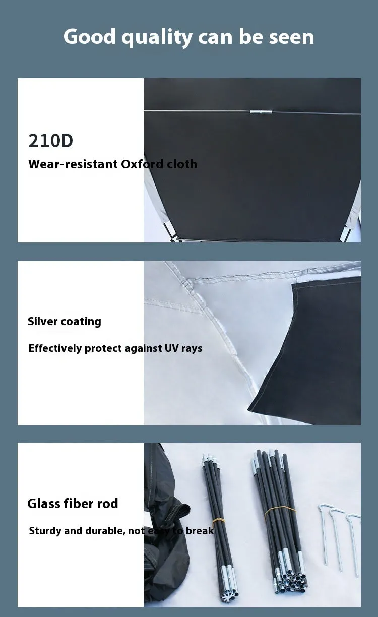 Large black outdoor bicycle storage tent with roof design, shown with dimensions 185x65x165cm.