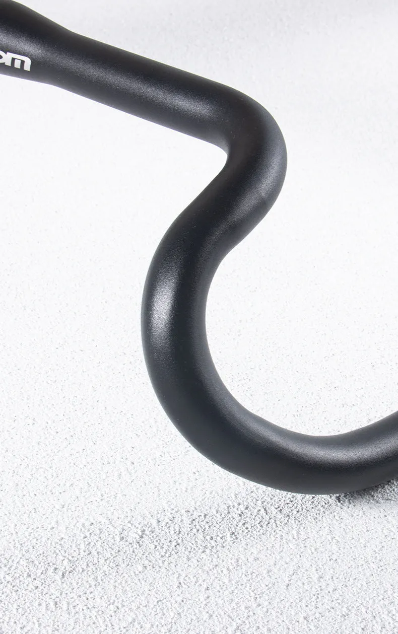 Black aluminium alloy bent handlebar for road bike with 420mm width and 31.8mm clamp diameter