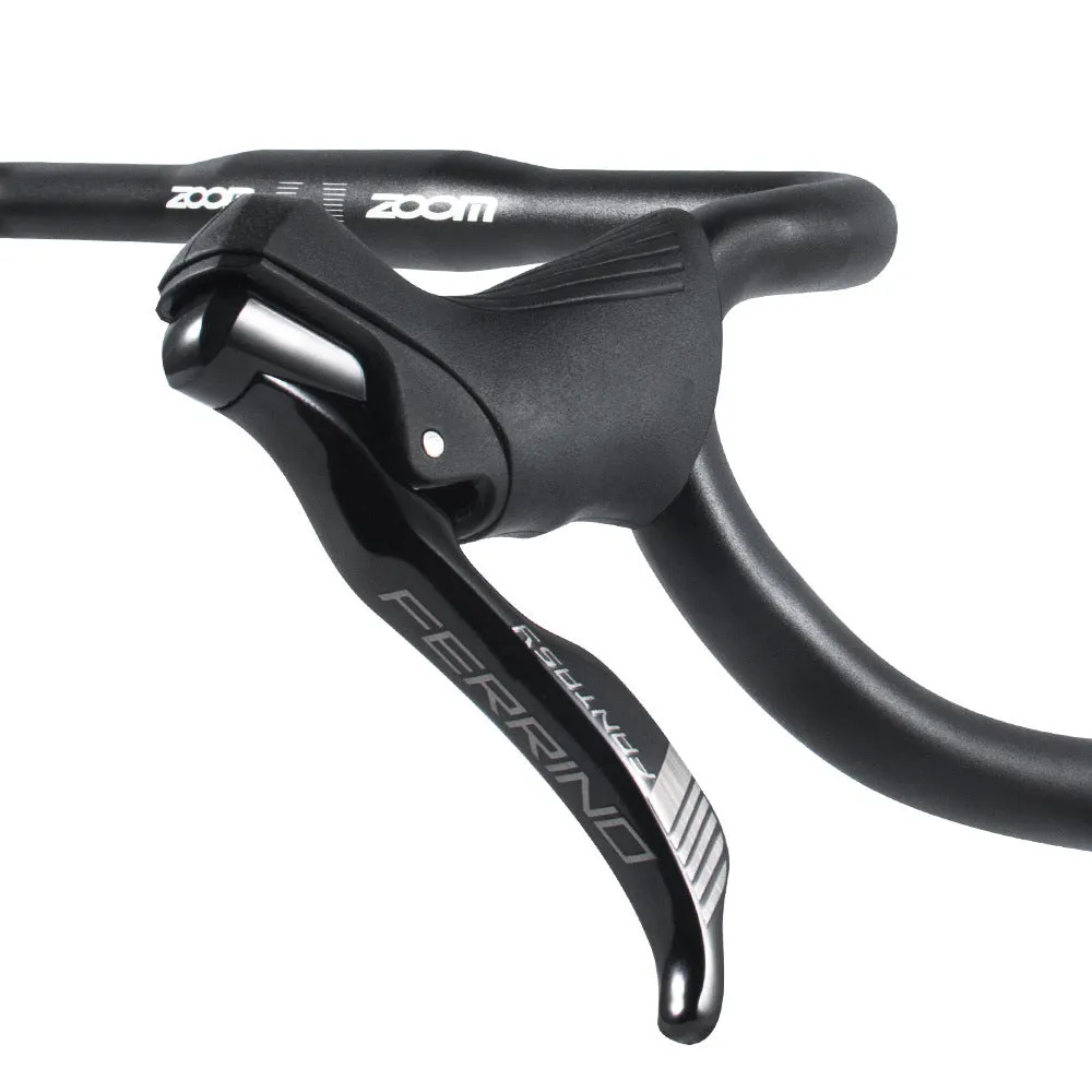 Black aluminium alloy bent handlebar for road bike with 420mm width and 31.8mm clamp diameter