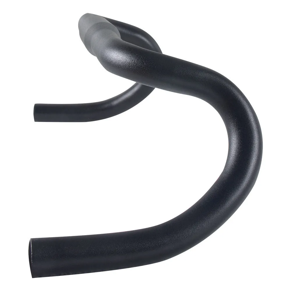 Black aluminium alloy bent handlebar for road bike with 420mm width and 31.8mm clamp diameter