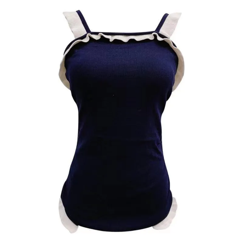 Conservative women's one-piece swimsuit with slingback straps in nylon fabric showing colour options
