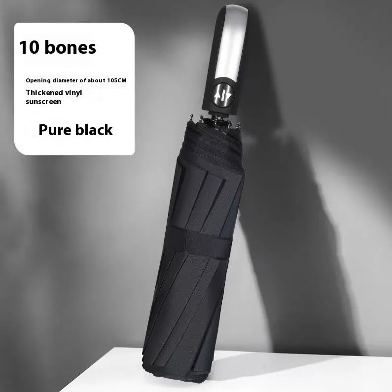 Tri-fold folding umbrella with iron frame and plastic handle in various colour styles