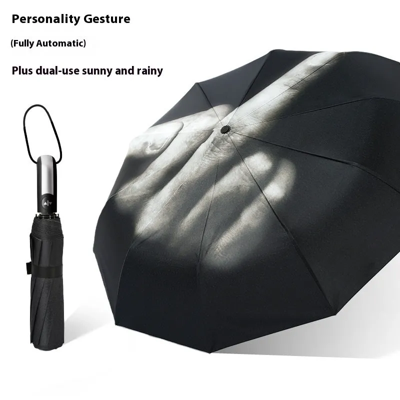 Tri-fold folding umbrella with iron frame and plastic handle in various colour styles