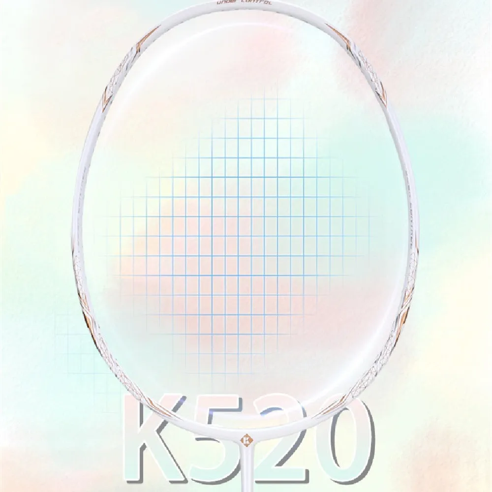 K520pro all-carbon fibre badminton racket in choice of black, pink, or white colours.