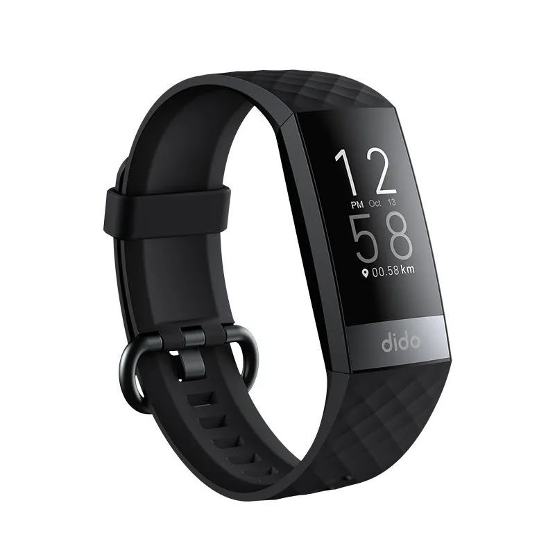 Y6 Black smart bracelet with touchscreen displaying heart rate and blood pressure readings