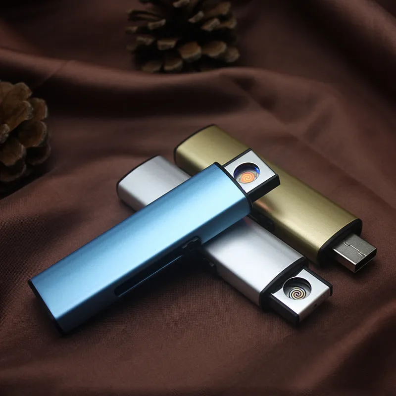 Set of 20 metal rechargeable cigarette lighters with windproof function in random colours