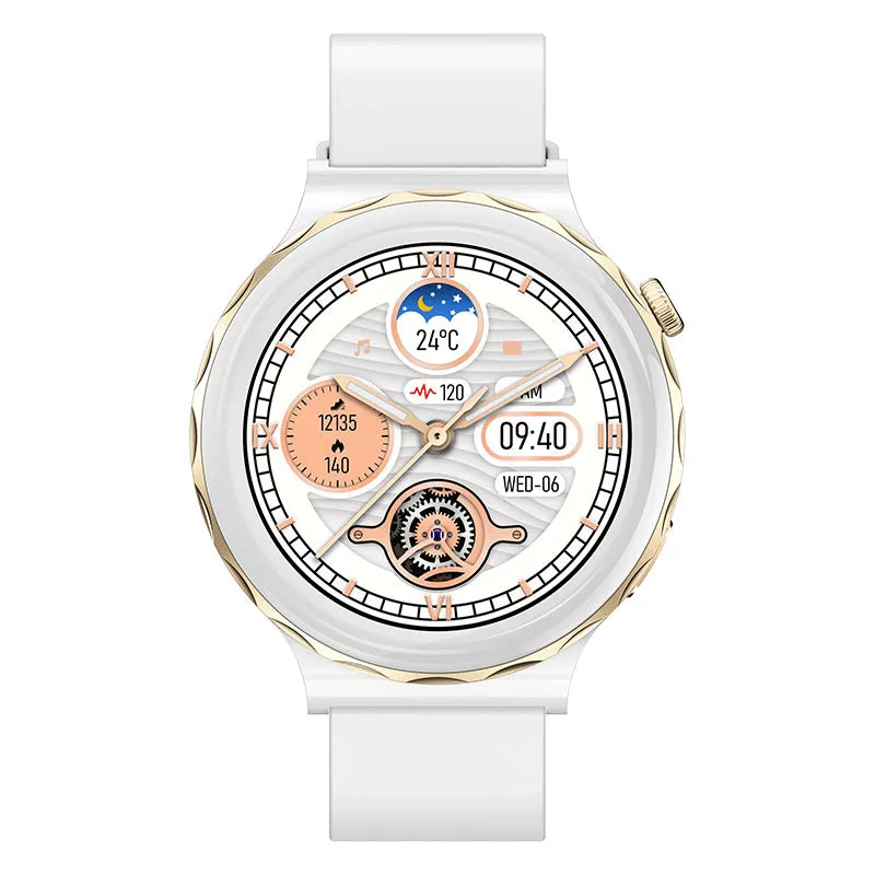 HW52 smart watch round zinc alloy dial IPS touch screen Black Gold colour